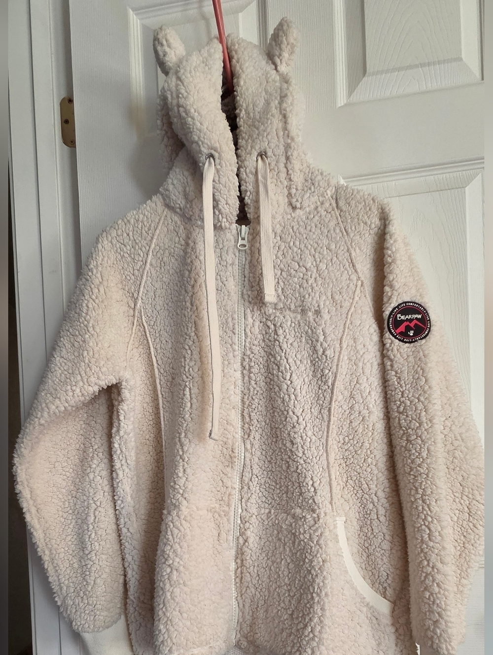 Cozy Cream Teddy Fleece Hoodie with Ear Hood